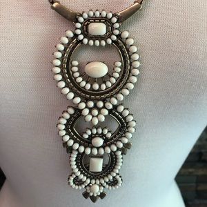 Stella & Dot Gold & White Bead Layered Necklace